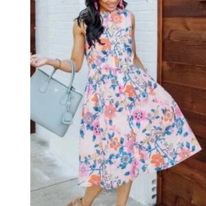 J.Crew Liberty London Pink Shirt Dress SIZE 2 Sleeveless Cotton Designer $158